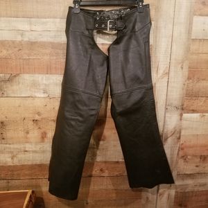 🏍Unik * EUC Like New * Leather Biker Chaps * L